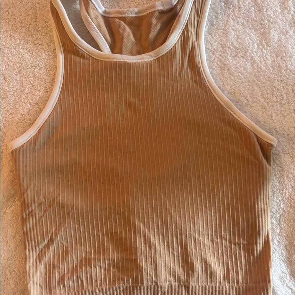 Tan Ribbed Tank Top